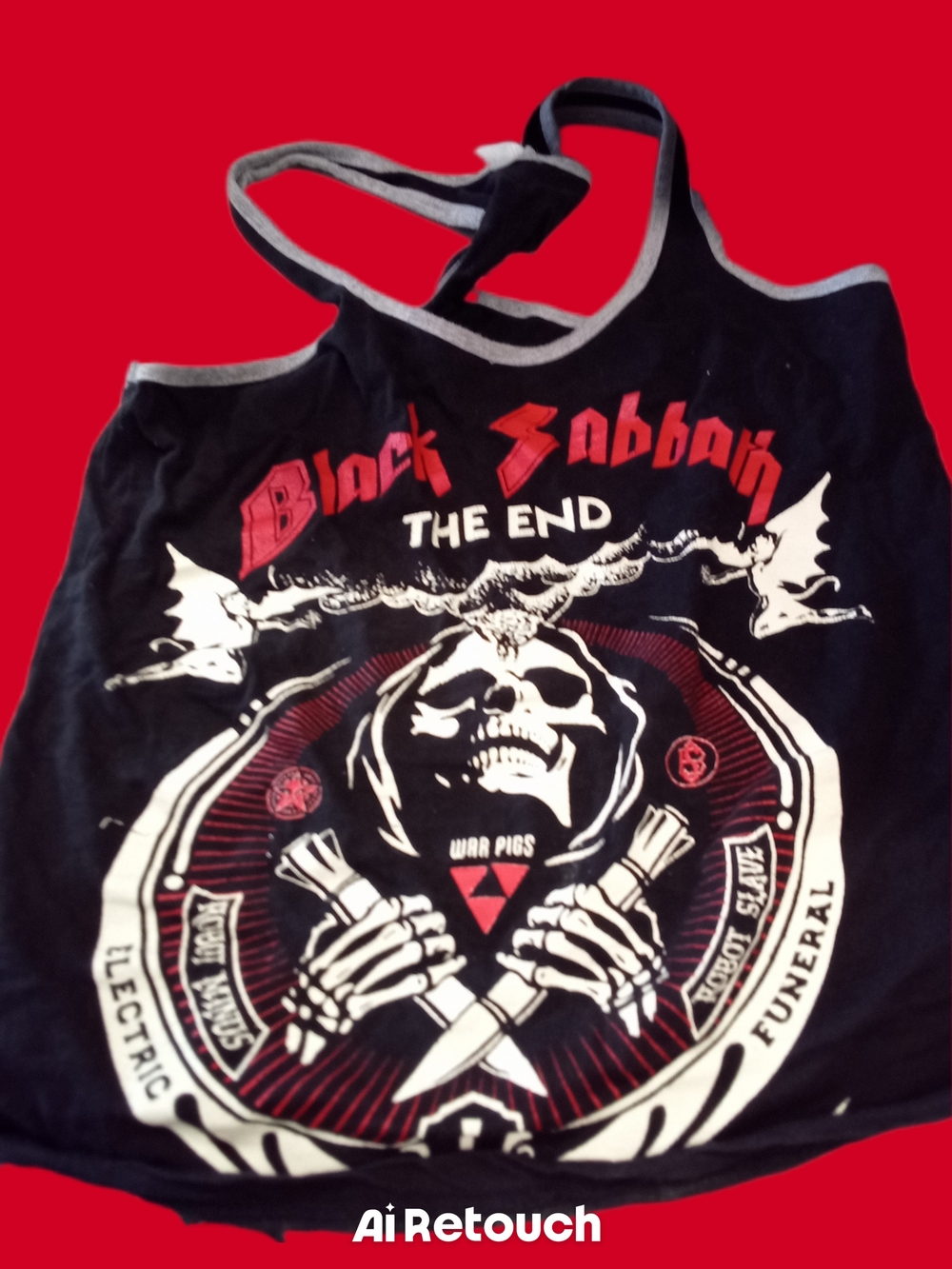 Obey Black Tank Top with Red and White Skull Graphic